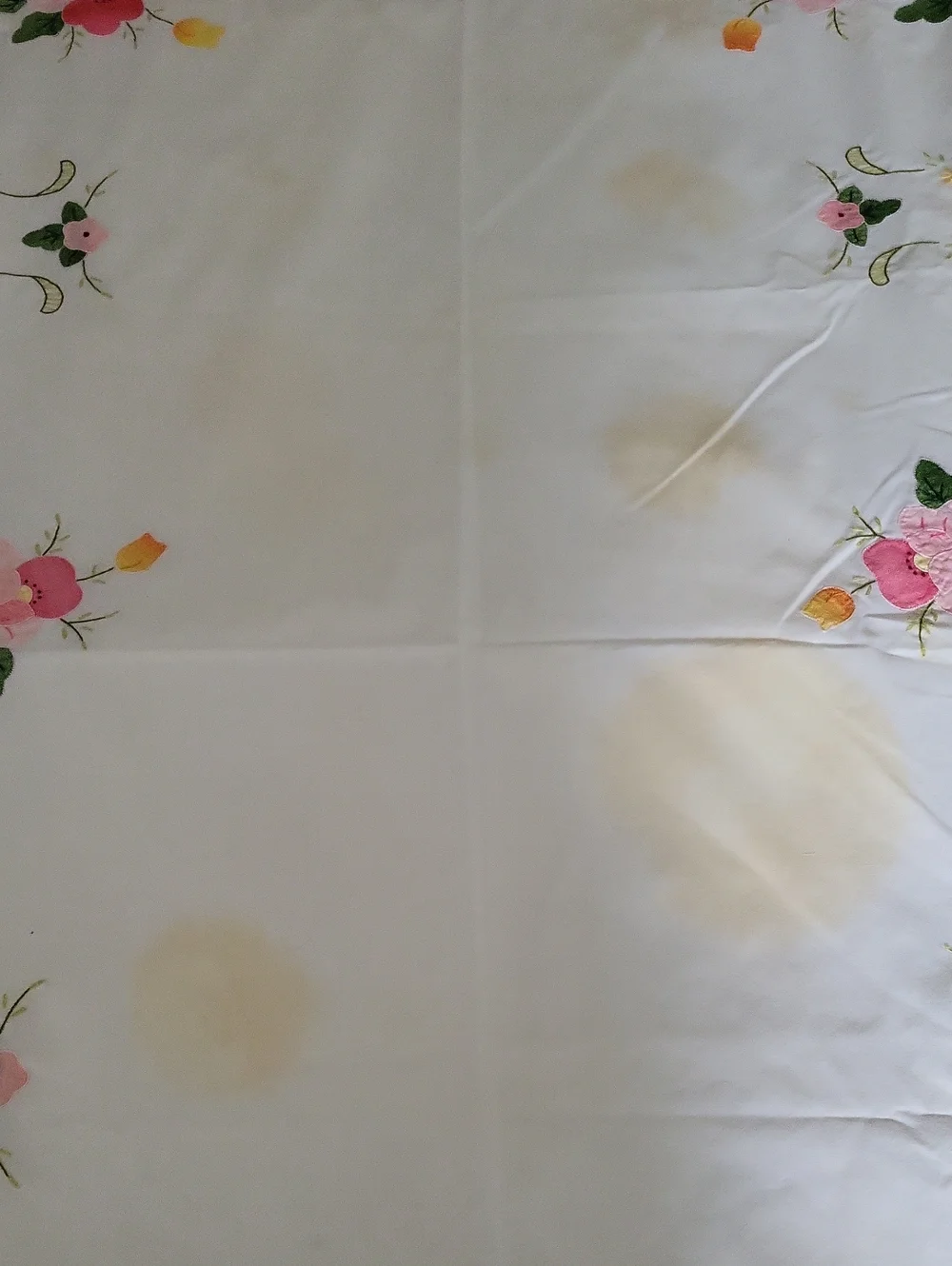 Vintage 6ft X 4.5ft Applique And Embroidered Pastel Flowers